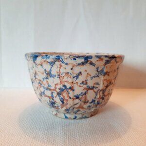 Iconic Spongeware Bowl in Mottled Blue and Brown, 7 1/2" W, 4 1/2" T